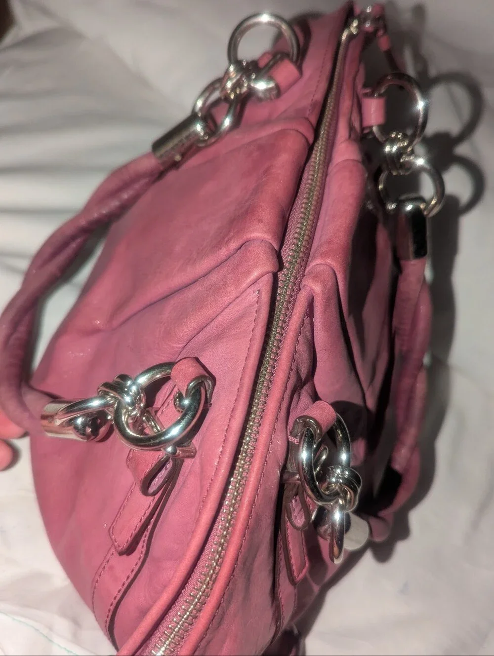 Coach Madison  Sophia Pleated Pink Leather Shoulder Satchel F22563